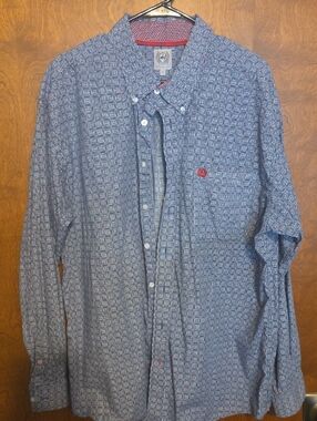 Cinch Blue and Red Geometric Button-Down Shirt